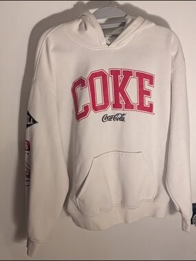 Divided White Hoodie with Red COKE Chest Graphic